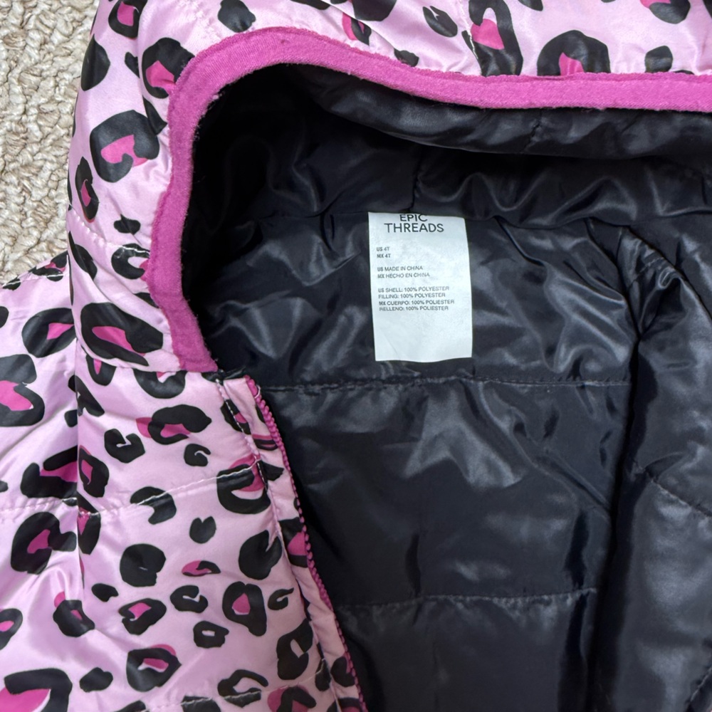 Epic Threads Pink Leopard Puffer Jacket - Picture 4 of 4